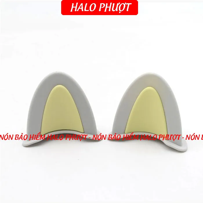Tai Mèo 2 có đế màu gắn nón bảo hiểm - Xám Vàng