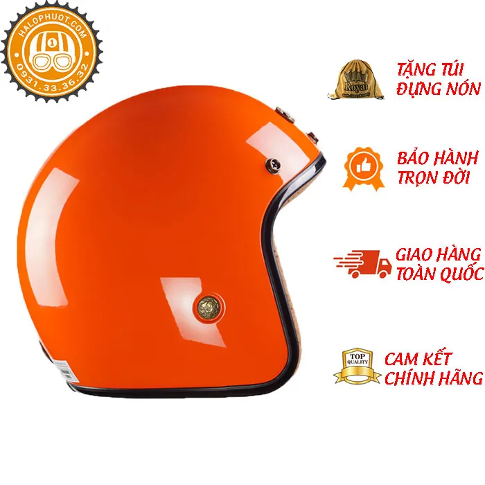 Mũ bảo hiểm 3/4 Bulldog Perro 4U Cam (Tặng khóa số)