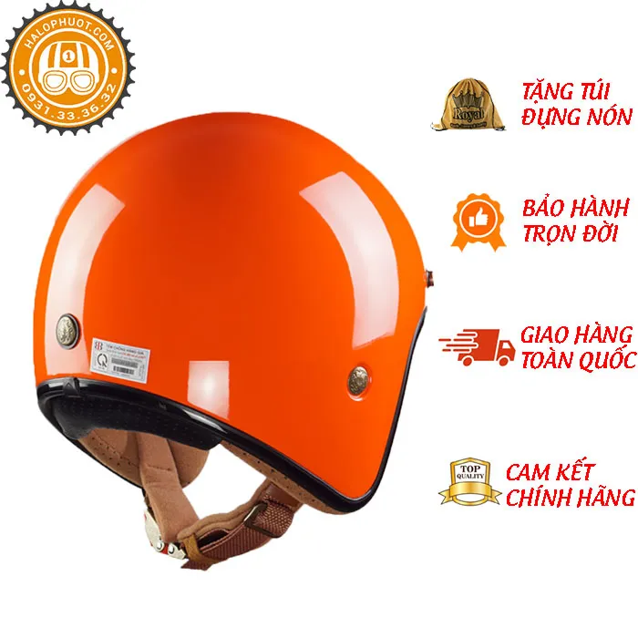 Mũ bảo hiểm 3/4 Bulldog Perro 4U Cam (Tặng khóa số)
