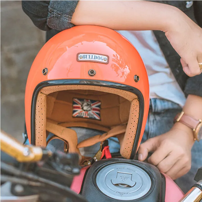 Mũ bảo hiểm 3/4 Bulldog Perro 4U Cam (Tặng khóa số)