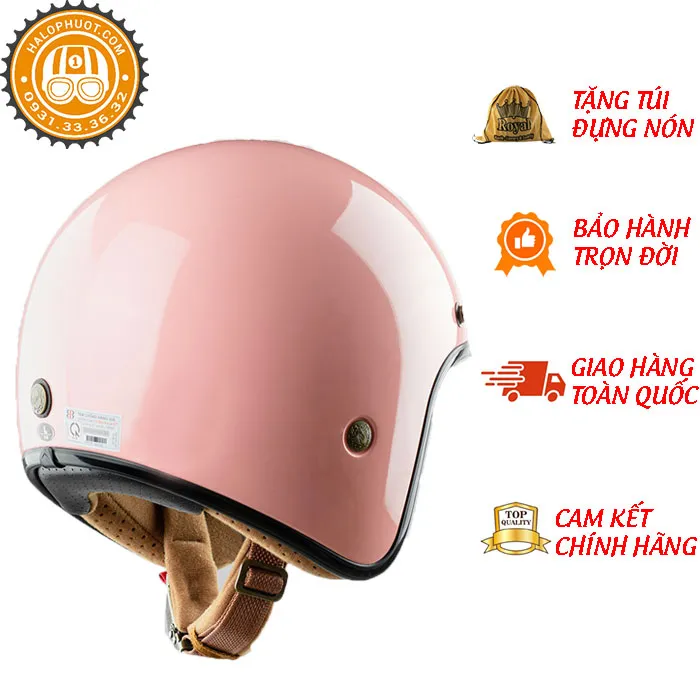 Mũ bảo hiểm 3/4 Bulldog Perro 4U Hồng (Tặng khóa số)