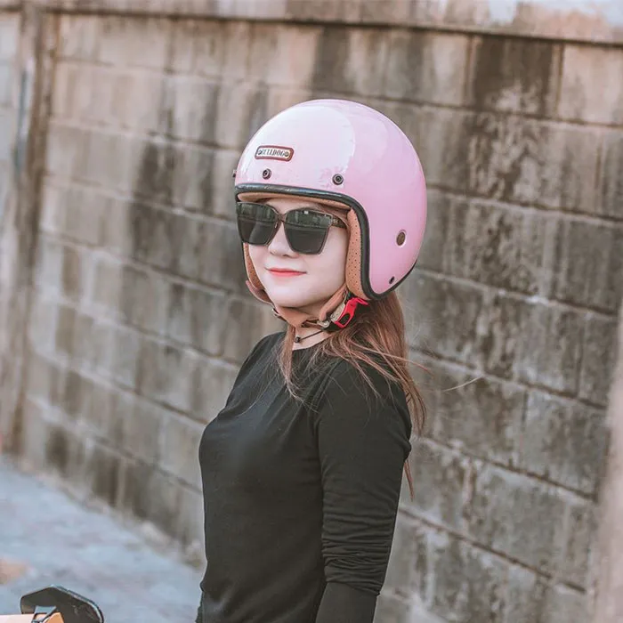 Mũ bảo hiểm 3/4 Bulldog Perro 4U Hồng (Tặng khóa số)