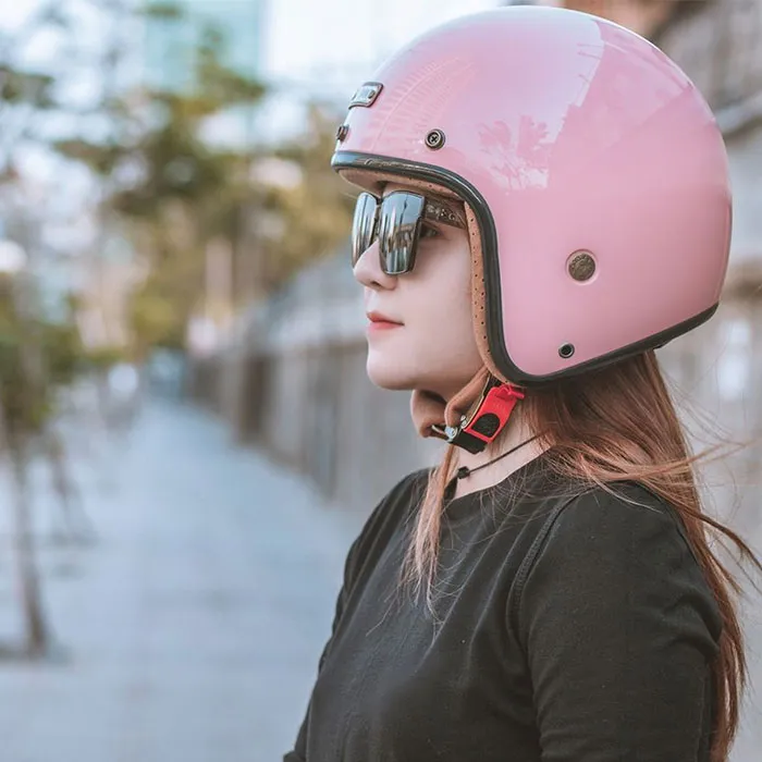 Mũ bảo hiểm 3/4 Bulldog Perro 4U Hồng (Tặng khóa số)