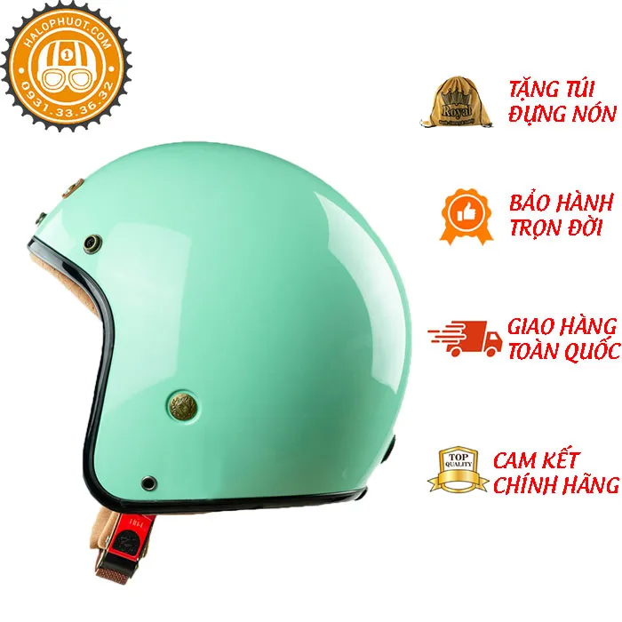 Mũ bảo hiểm 3/4 Bulldog Perro 4U Xanh Lá (Tặng khóa số)