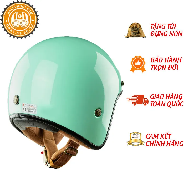 Mũ bảo hiểm 3/4 Bulldog Perro 4U Xanh Lá (Tặng khóa số)