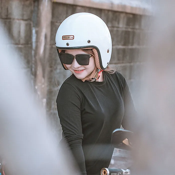 Mũ bảo hiểm 3/4 Bulldog Perro 4U Trắng (Tặng khóa số)