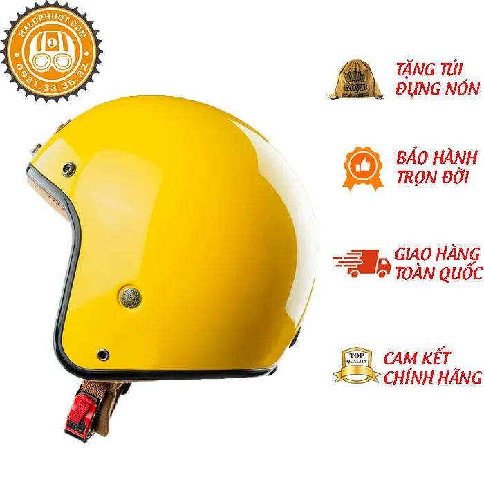 Mũ bảo hiểm 3/4 Bulldog Perro 4U Vàng (Tặng khóa số)