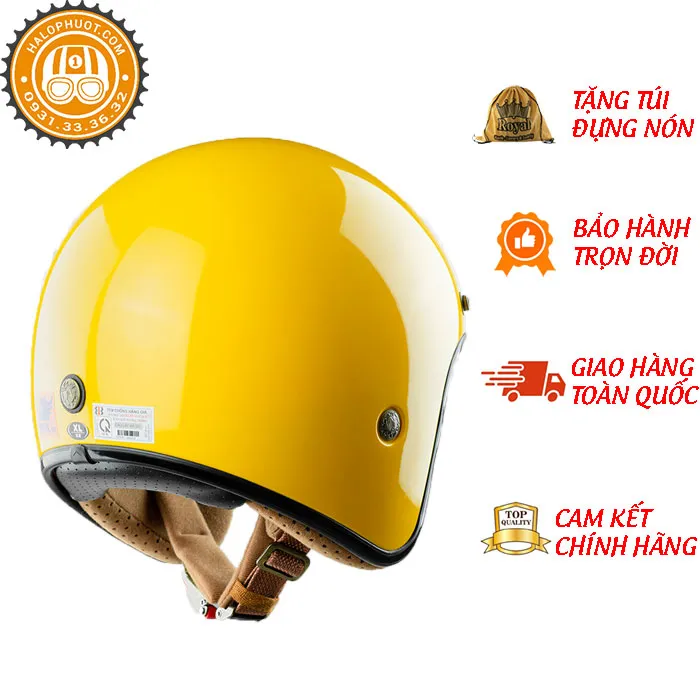 Mũ bảo hiểm 3/4 Bulldog Perro 4U Vàng (Tặng khóa số)
