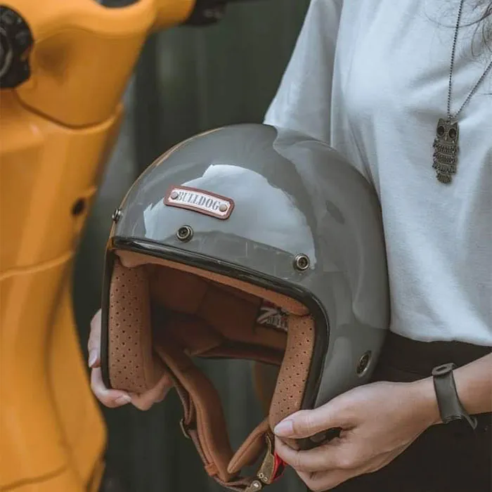 Mũ bảo hiểm 3/4 Bulldog Perro 4U Xám (Tặng khóa số)