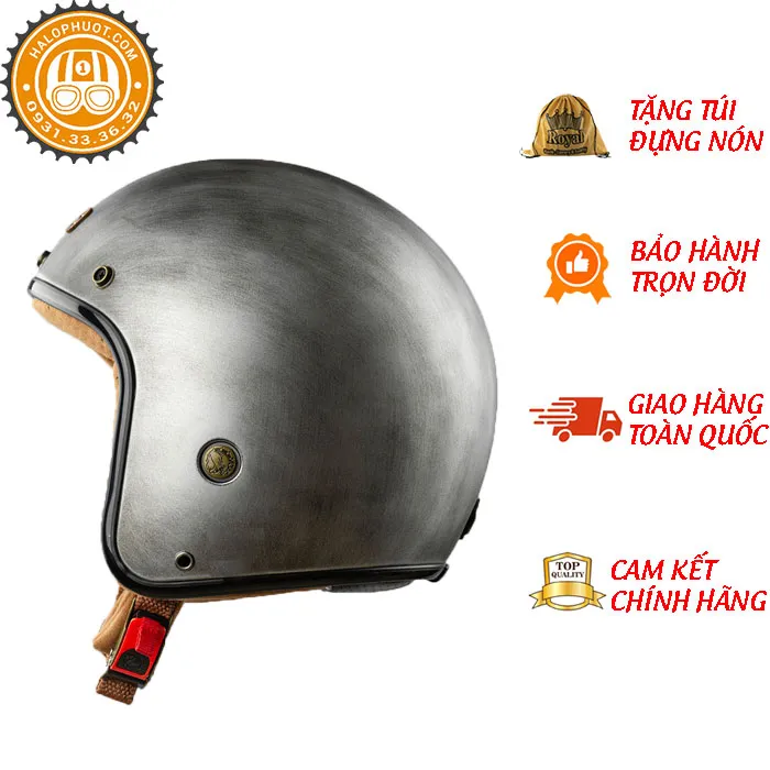 Mũ bảo hiểm 3/4 Bulldog Perro 4U Xước Bạc (Tặng khóa số)