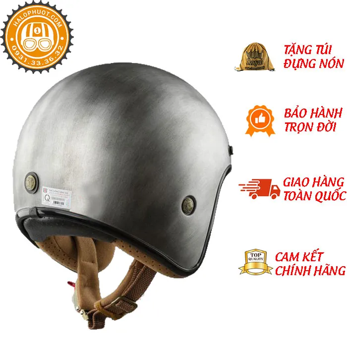 Mũ bảo hiểm 3/4 Bulldog Perro 4U Xước Bạc (Tặng khóa số)