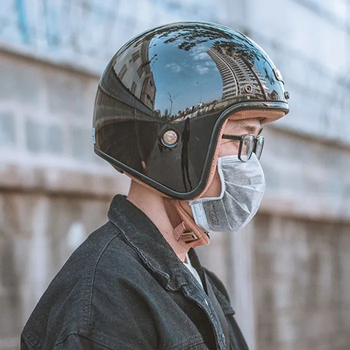 Mũ bảo hiểm 3/4 Bulldog Perro 4U Đen Bóng (Tặng khóa số)