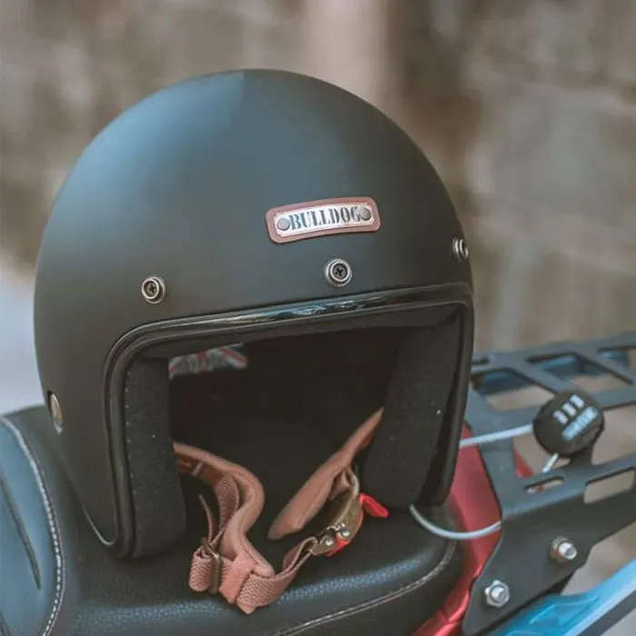 Mũ bảo hiểm 3/4 Bulldog Perro 4U Đen Nhám Lót Đen (Tặng khóa số)