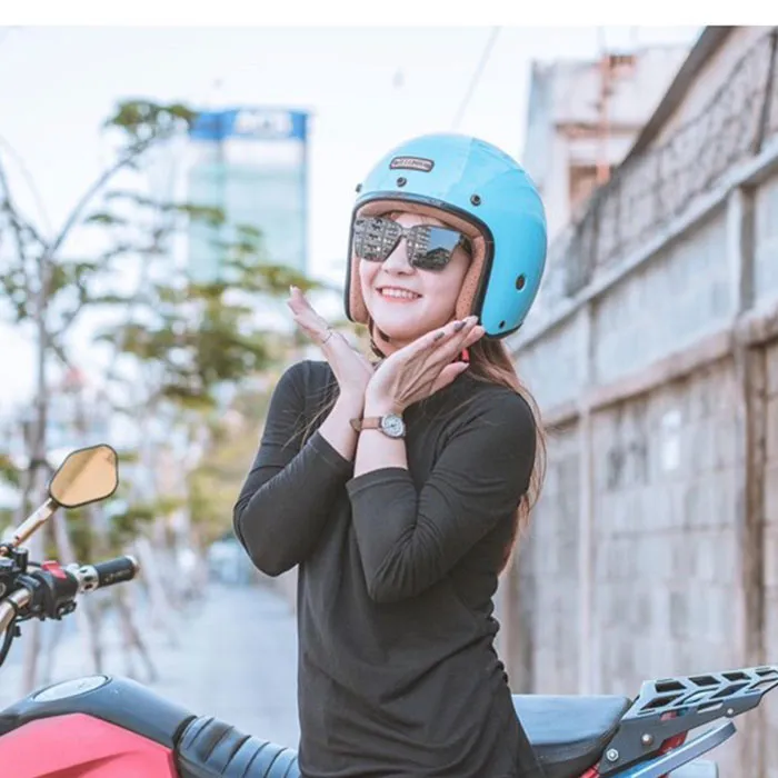 Mũ bảo hiểm 3/4 Bulldog Perro 4U Xanh Dương (Tặng khóa số)