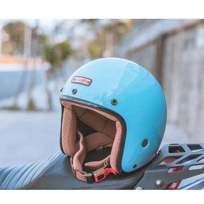 Mũ bảo hiểm 3/4 Bulldog Perro 4U Xanh Dương (Tặng khóa số)