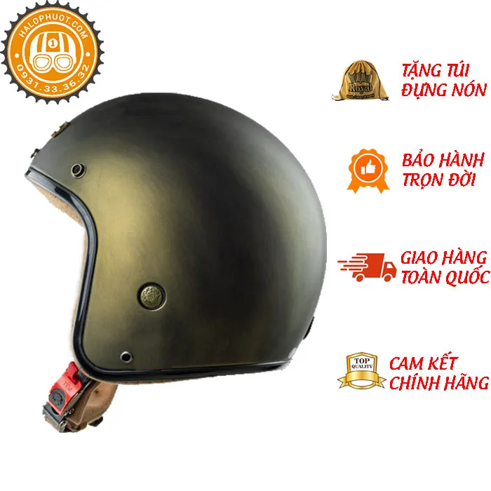 Mũ bảo hiểm 3/4 Bulldog Perro 4U Xước Đồng (Tặng khóa số)