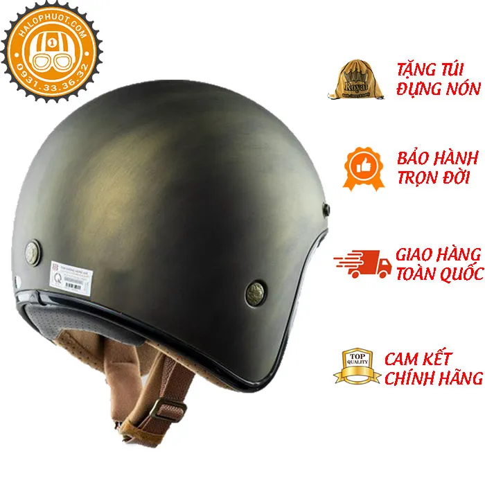 Mũ bảo hiểm 3/4 Bulldog Perro 4U Xước Đồng (Tặng khóa số)