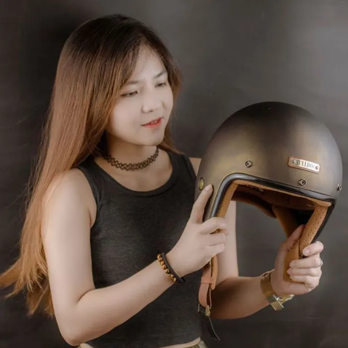 Mũ bảo hiểm 3/4 Bulldog Perro 4U Xước Đồng (Tặng khóa số)