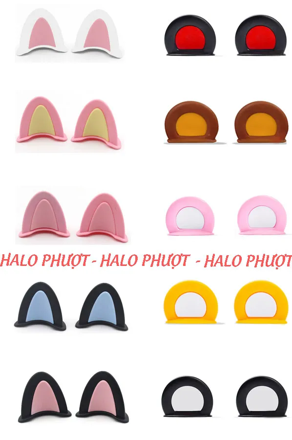 Tai Mèo 2 có đế màu gắn nón bảo hiểm - Xanh Xanh