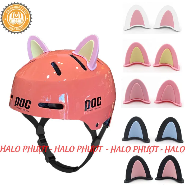 Tai Mèo 2 có đế màu gắn nón bảo hiểm - Xanh Xanh
