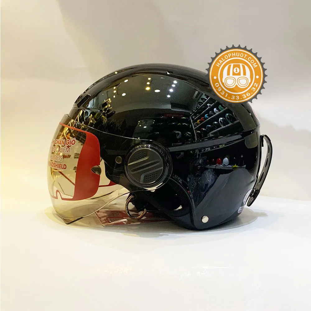 Nón bảo hiểm Andes 3S 109K Đen Bóng (nửa đầu có kính)