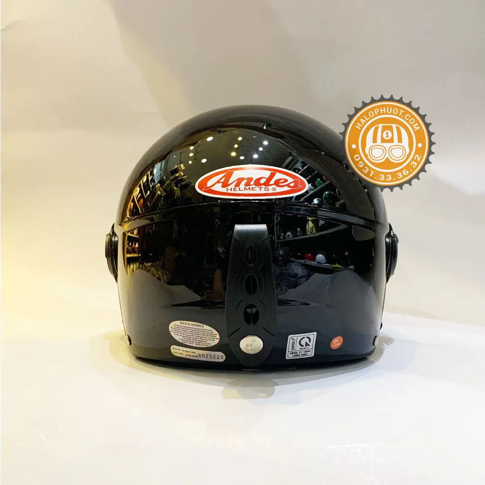 Nón bảo hiểm Andes 3S 109K Đen Bóng (nửa đầu có kính)