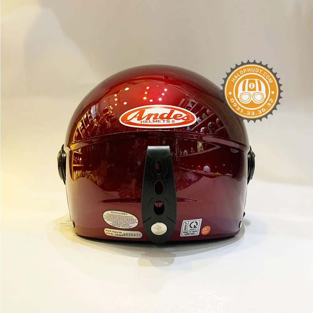 Nón bảo hiểm Andes 3S 109K Đô Bóng (nửa đầu có kính)