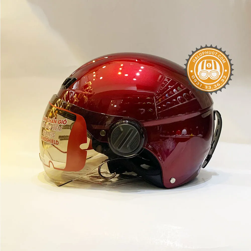 Nón bảo hiểm Andes 3S 109K Đô Bóng (nửa đầu có kính)