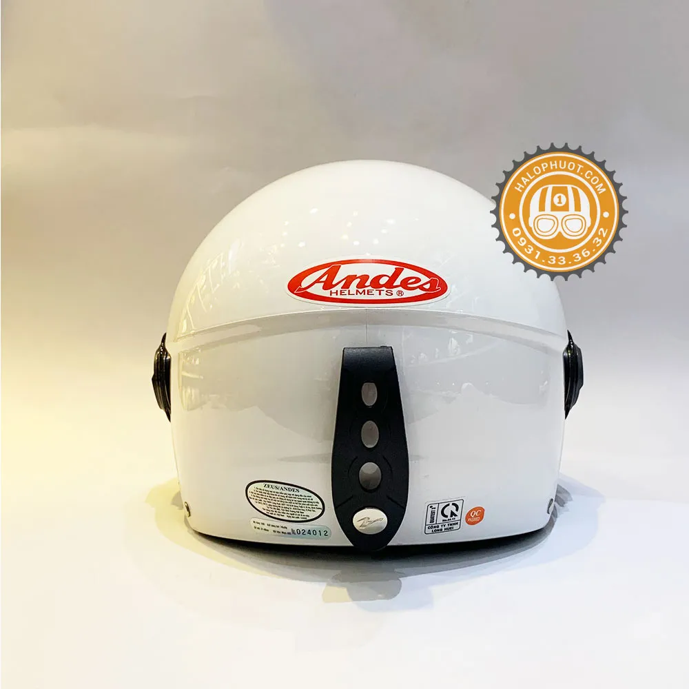 Nón bảo hiểm Andes 3S 109K Trắng (nửa đầu có kính)