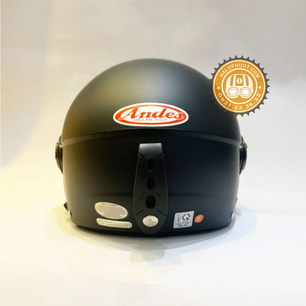 Nón bảo hiểm Andes 3S 109K Đen Nhám (nửa đầu có kính)