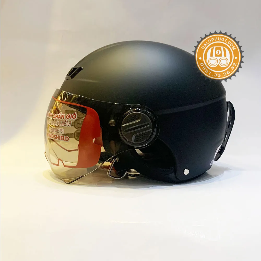 Nón bảo hiểm Andes 3S 109K Đen Nhám (nửa đầu có kính)