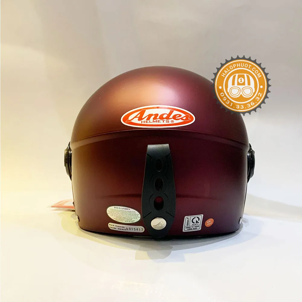 Nón bảo hiểm Andes 3S 109K Đô Nhám (nửa đầu có kính)