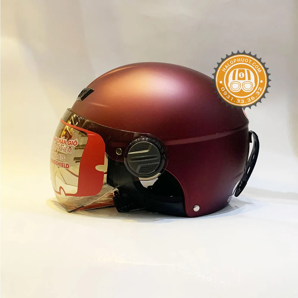 Nón bảo hiểm Andes 3S 109K Đô Nhám (nửa đầu có kính)