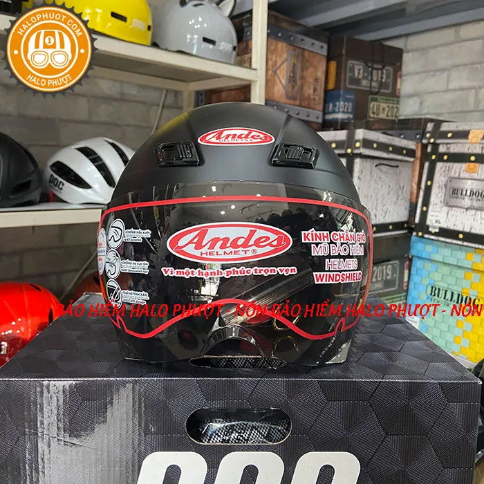 Nón bảo hiểm nửa đầu Asia 106K có kính Đen