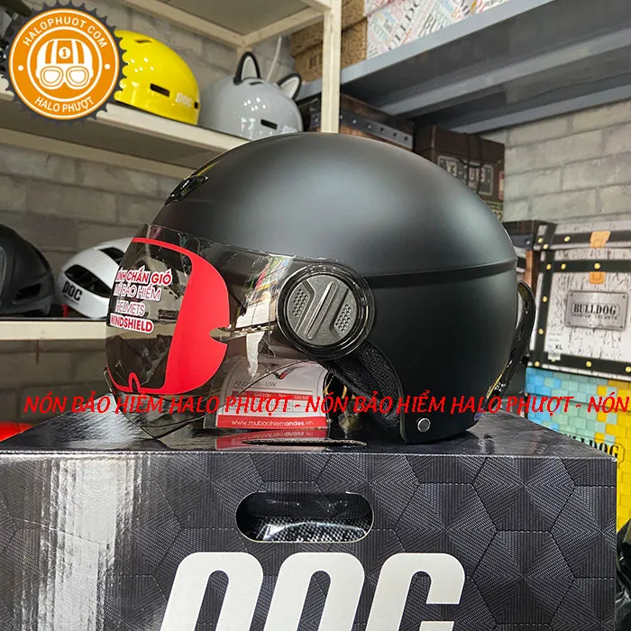 Nón bảo hiểm nửa đầu Asia 106K có kính Đen