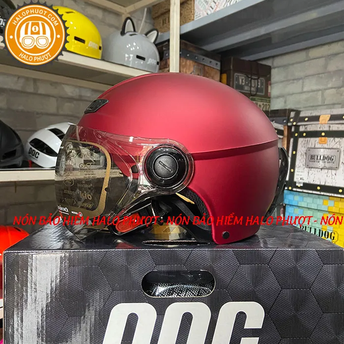 Nón bảo hiểm nửa đầu Asia 106K có kính Đỏ