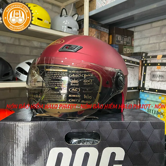 Nón bảo hiểm nửa đầu Asia 106K có kính Đỏ