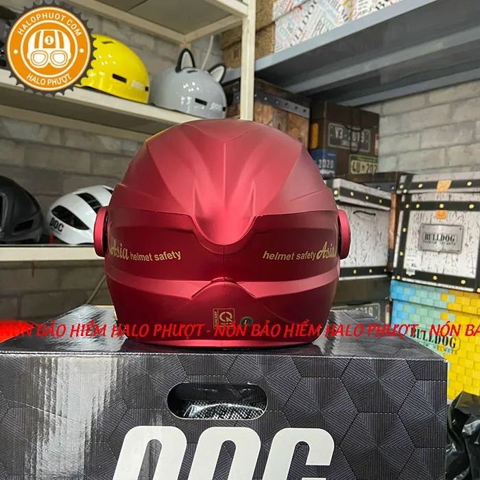 Nón bảo hiểm nửa đầu Asia 117K có kính Đỏ