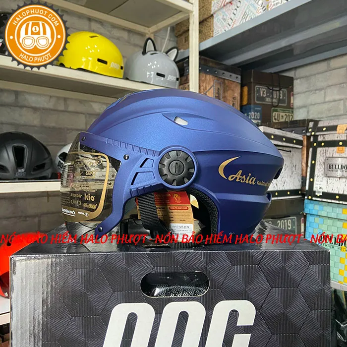 Nón bảo hiểm nửa đầu Asia 117K có kính Mực