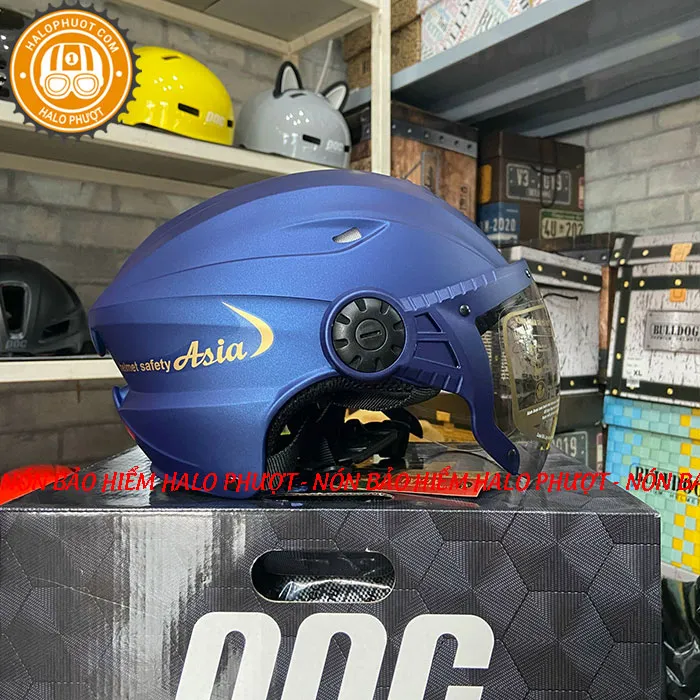 Nón bảo hiểm nửa đầu Asia 117K có kính Mực