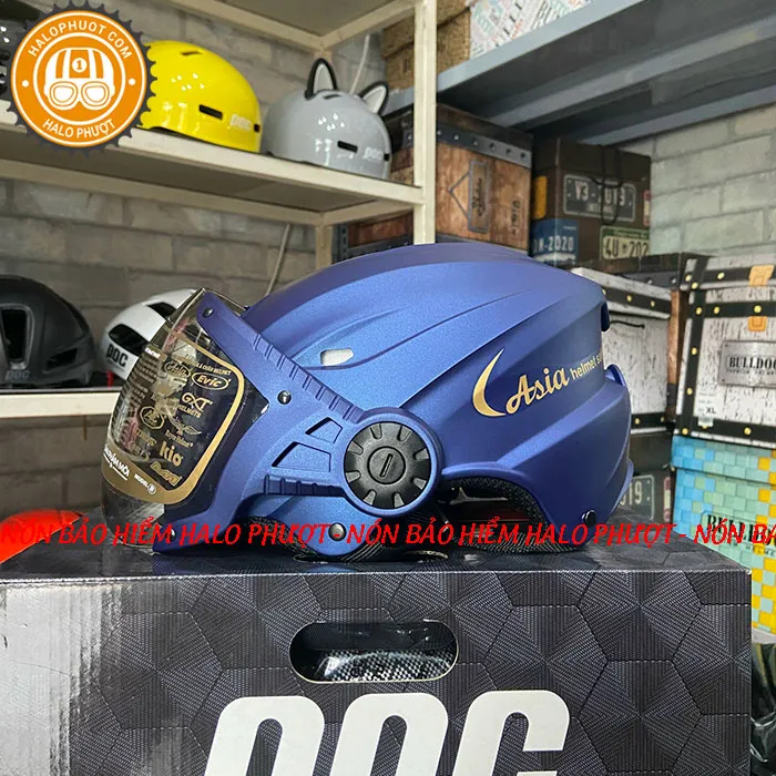 Nón bảo hiểm nửa đầu Asia 117K có kính Mực