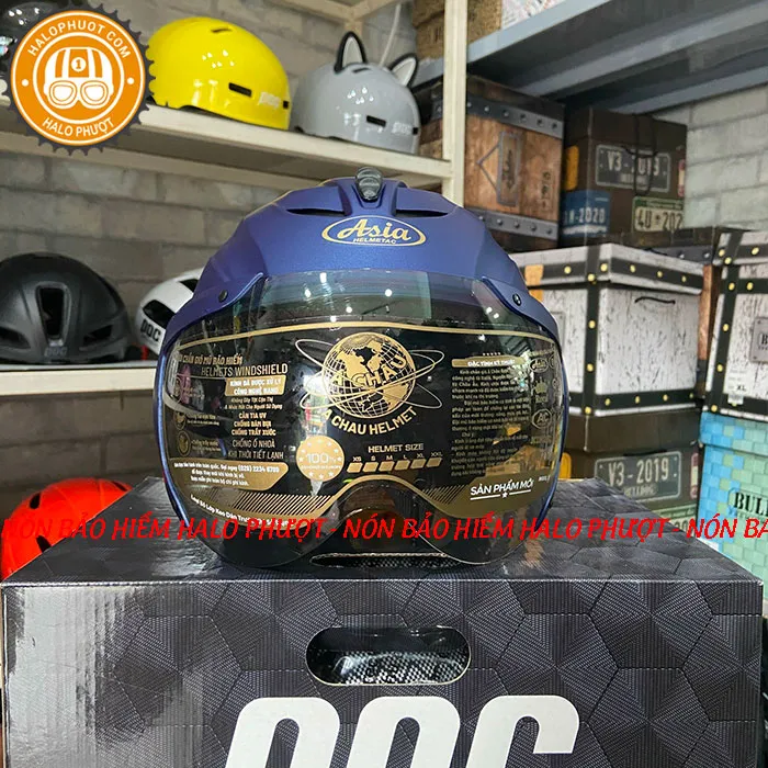 Nón bảo hiểm nửa đầu Asia 117K có kính Mực