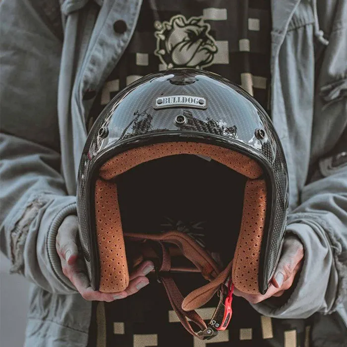 Mũ bảo hiểm 3/4 Bulldog Heli Carbon 3D (Tặng khóa số)