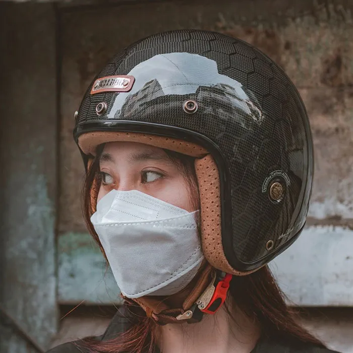 Mũ bảo hiểm 3/4 Bulldog Heli Carbon Medusa (Tặng khóa số)