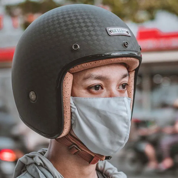 Mũ bảo hiểm 3/4 Bulldog Heli Carbon Rubik (Tặng khóa số)