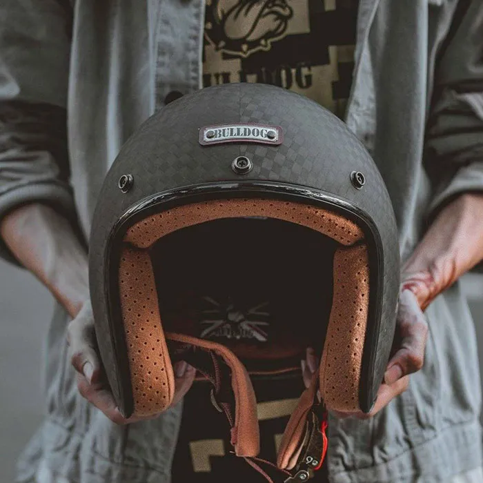 Mũ bảo hiểm 3/4 Bulldog Heli Carbon Rubik (Tặng khóa số)