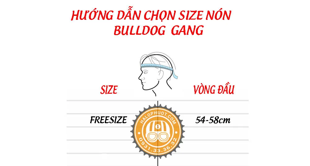 Nón nửa đầu Bulldog GANG Trắng