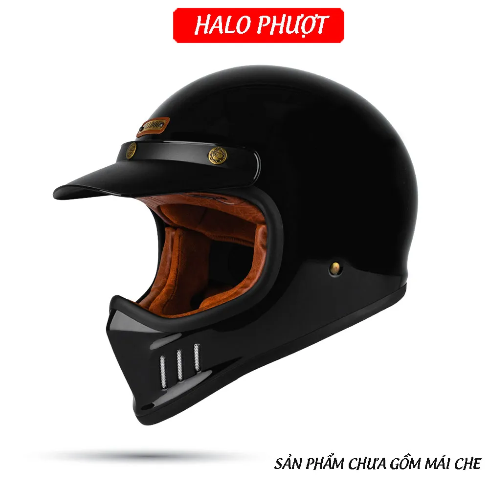 Nón Fullface Classic Bulldog DOGO Đen Bóng (kính âm)