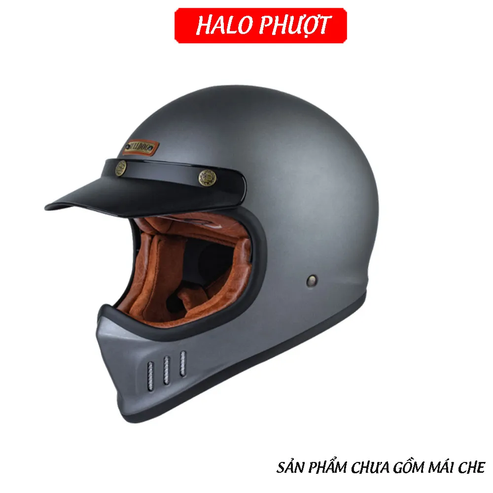 Nón Fullface Classic Bulldog DOGO Titanium Nhám (kính âm)