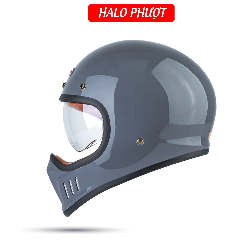 Nón Fullface Classic Bulldog DOGO Xám Bóng (kính âm)